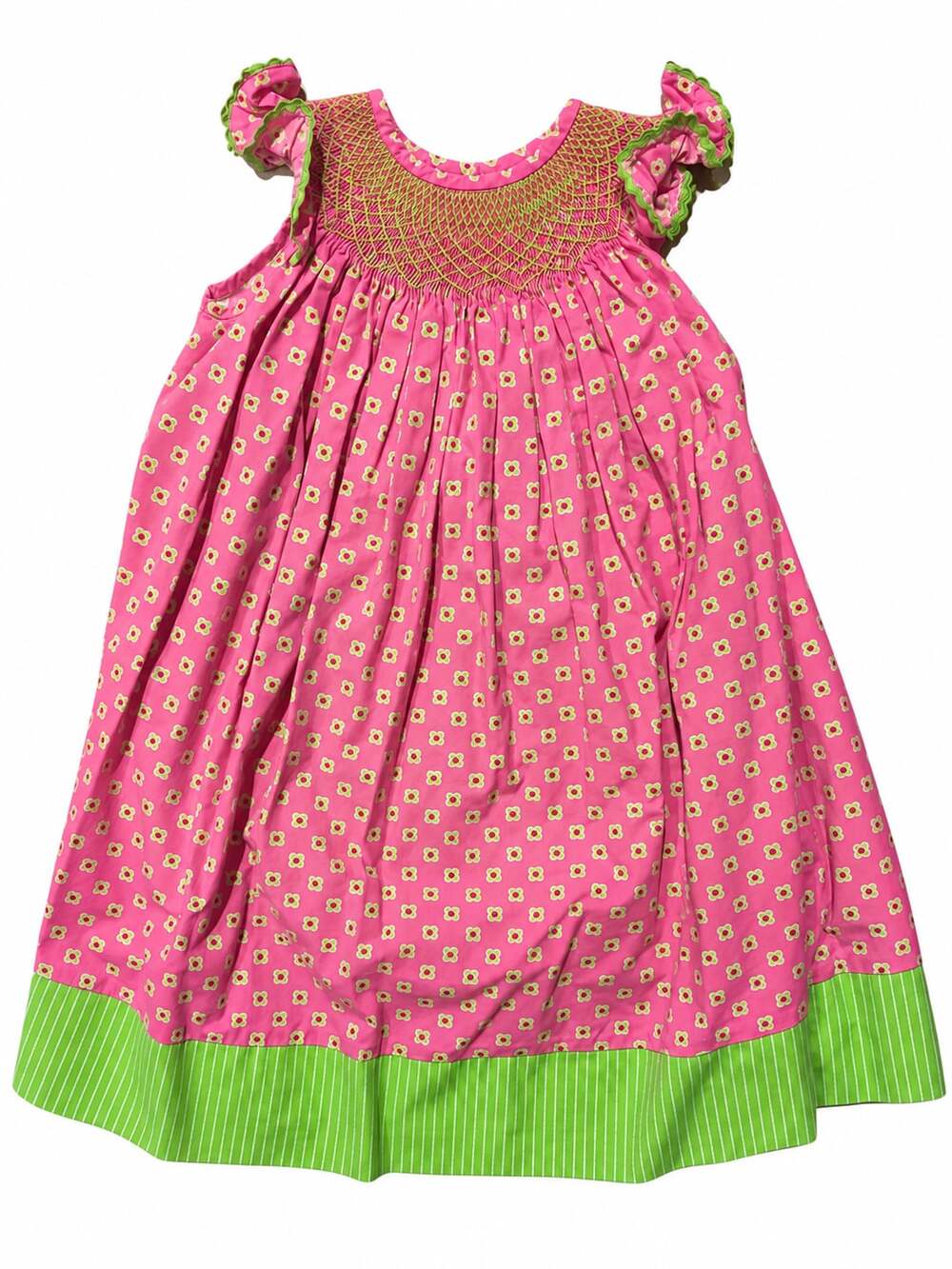 Lolly Wolly Doodle Pink Floral Smocked Dress Size 2T